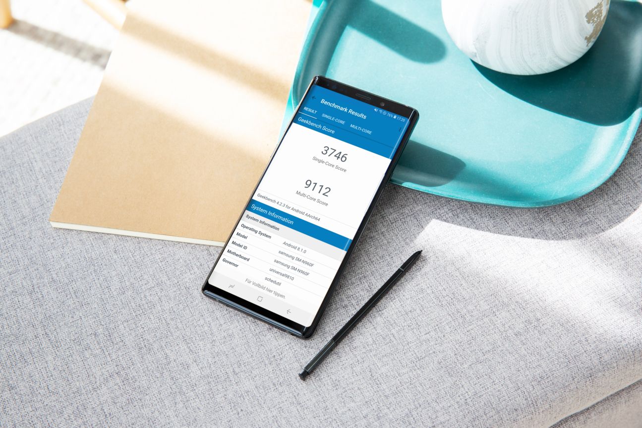 Geekbench auf dem Samsung Galaxy Note 9.