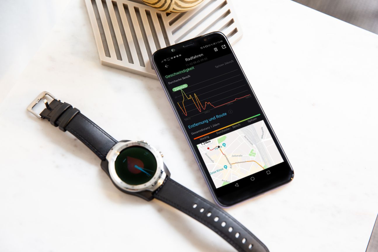 Fitness App der Ticwatch Pro auf dem Smartphone