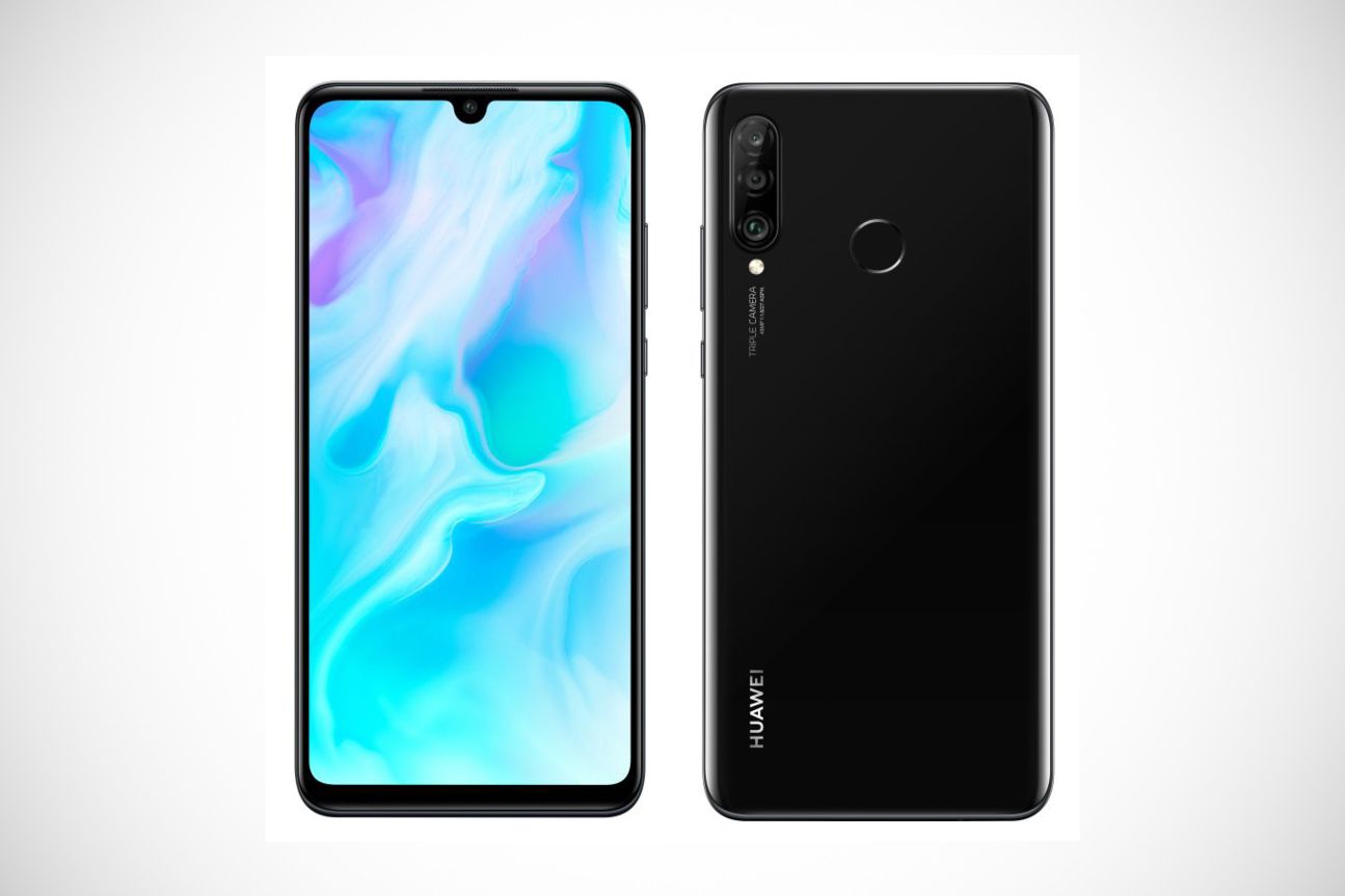 Huawei P30 Lite auf weißem Hintergrund