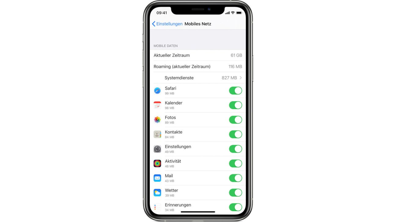 iOS 13 verbrauchtes Datenvolumen