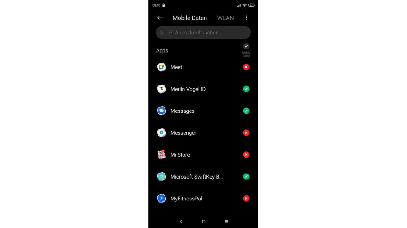 MIUI 12 Apps Mobile Daten