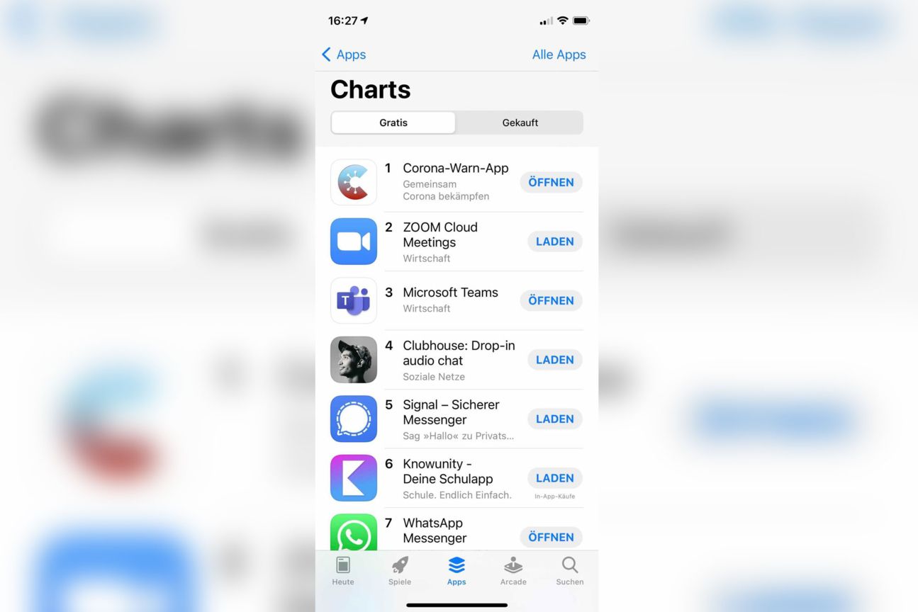 Apple App Store: Corona-Warn-App auf Platz 1