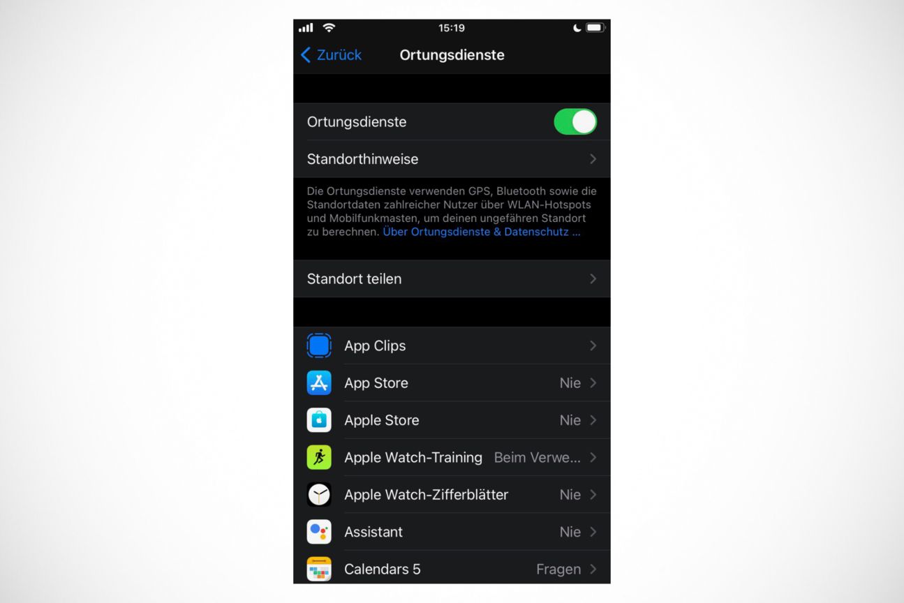 Ortungsdienste in iOS