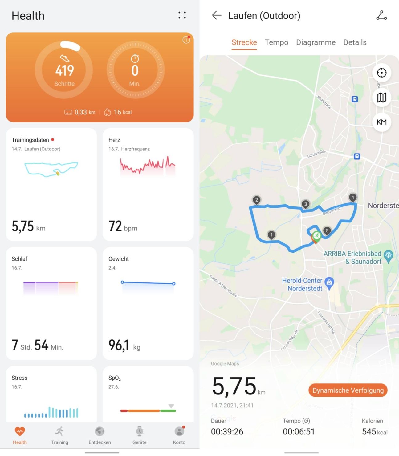 Screenshot Huawei Health