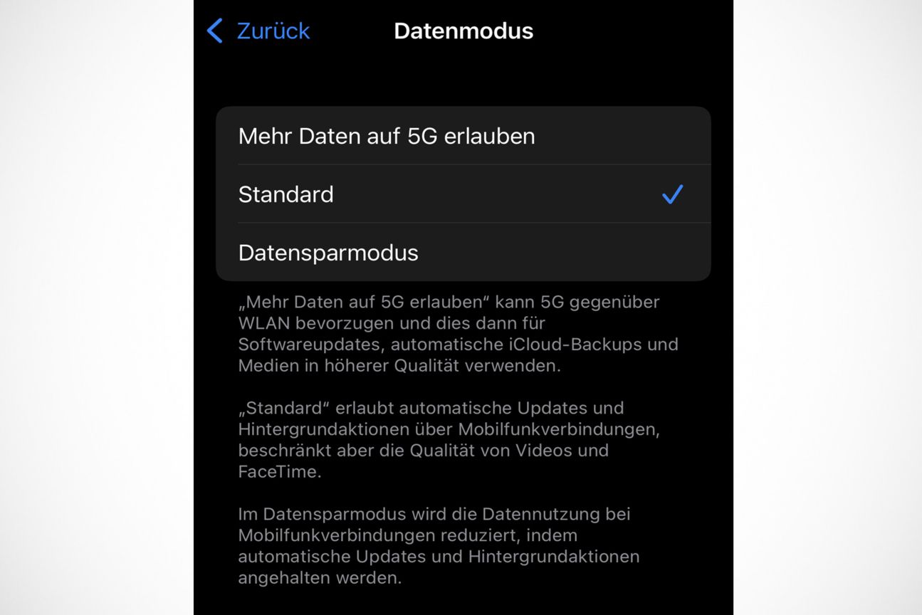 iPhone Datenmodus