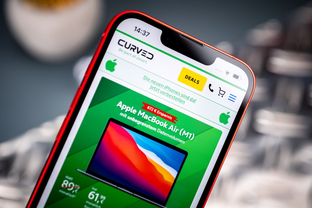 iPhone 14 Display mit Notch und CURVED-Homepage