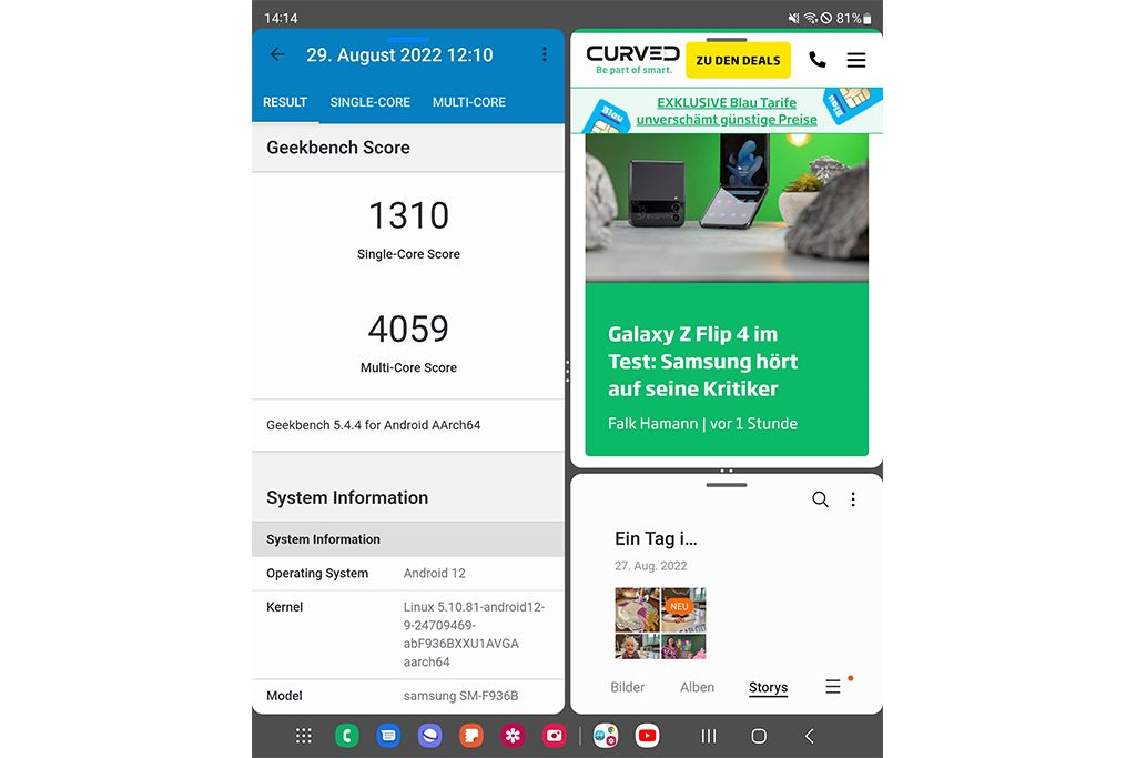 Samsung Galaxy Z Flip 4 Geekbench Score
