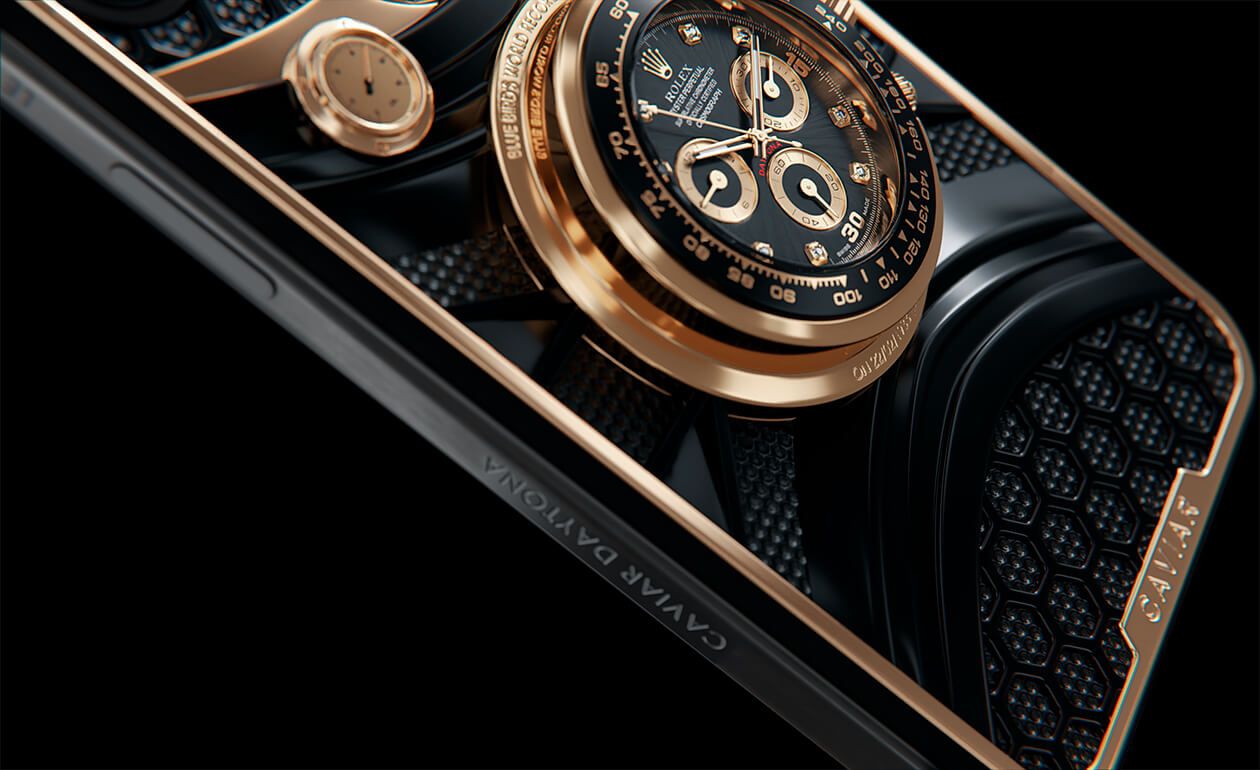 iPhone 15 Pro Caviar Design Gold Rolex Daytona