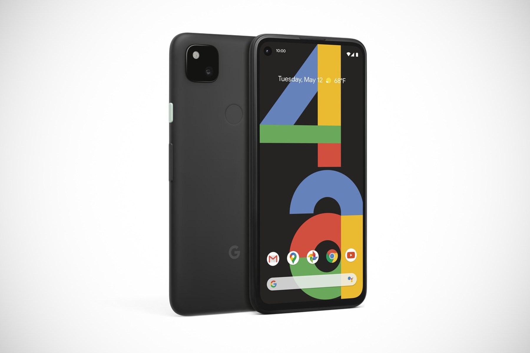 Das Google Pixel 4a in der Farbe Schwarz von vorne und hinten